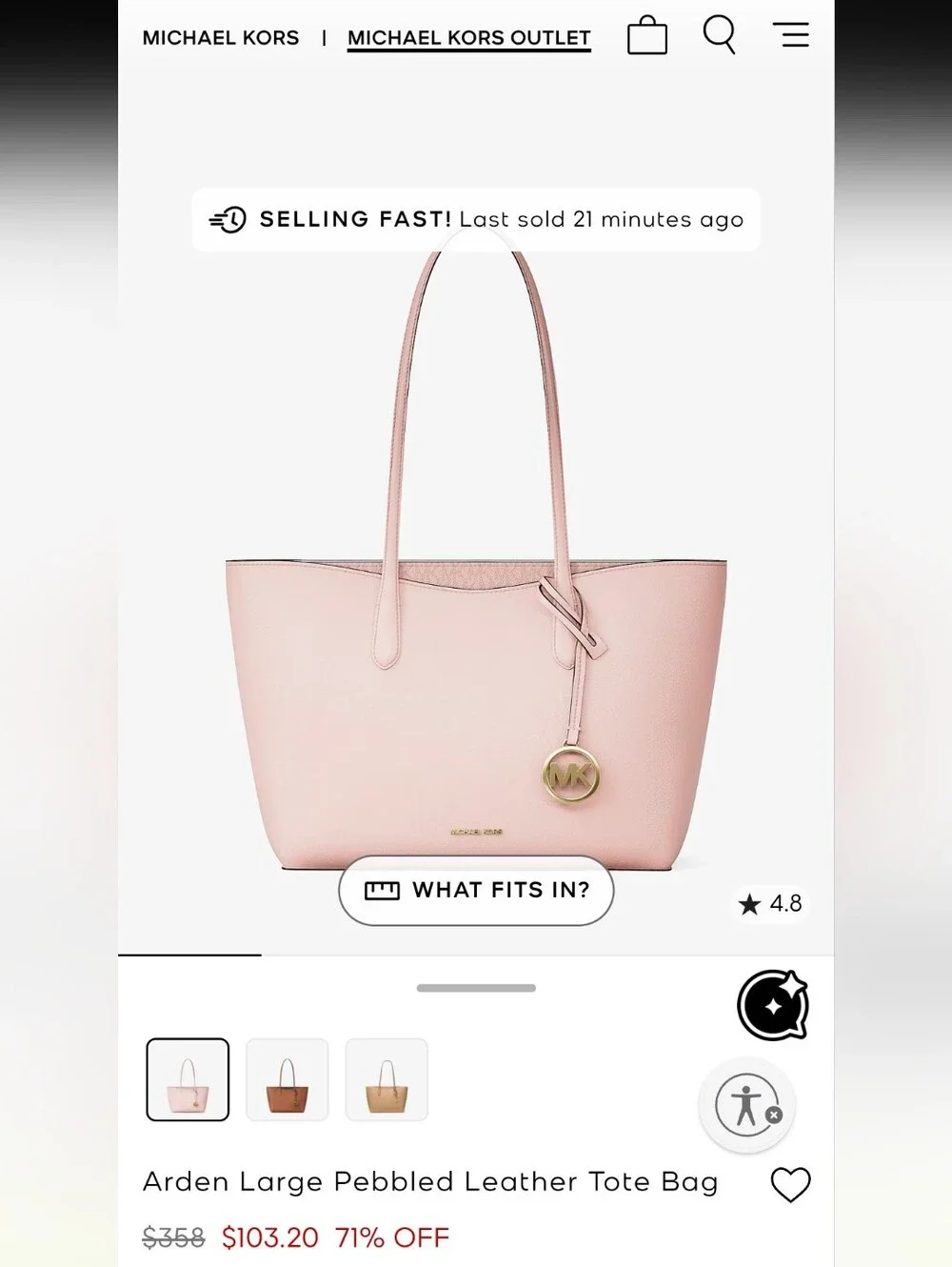 NWT Michael Kors Arden Large Pebbled Leather Tote Bag